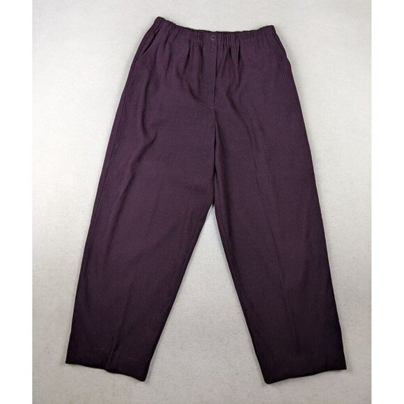 T & COMPANY - WOMEN'S PURPLE STRIPED ELASTIC WAIST PULL-ON PANTS - SIZE 12 - Picture 3 of 10